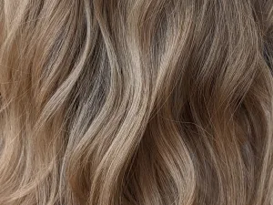 close-up of soft beige wavey hair